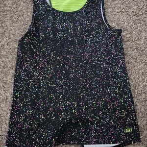 Skechers Black Multicolor Speckled Kids Tank Top